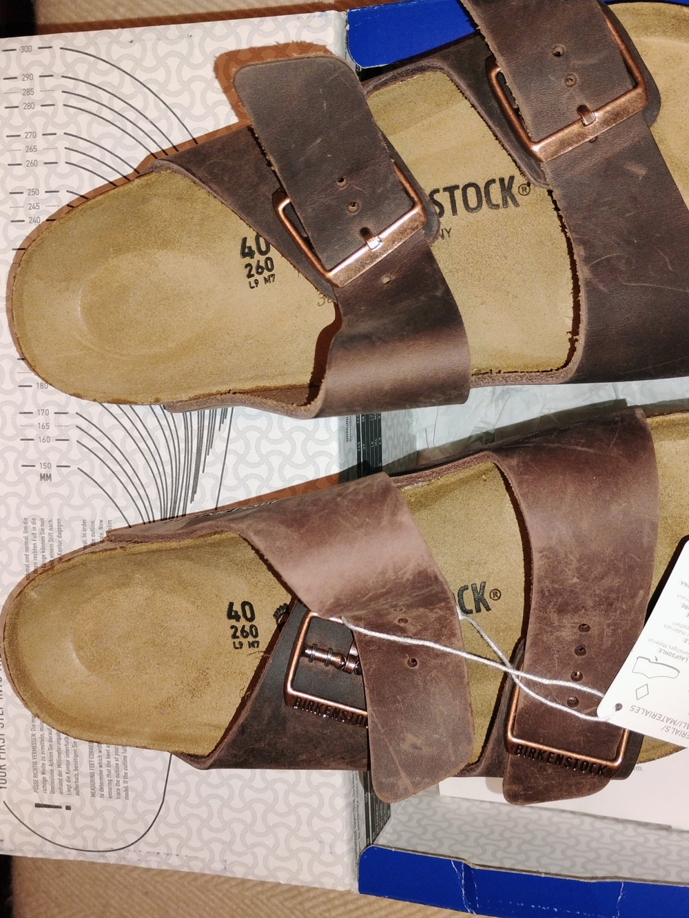 Birkenstock Men’s Arizona Leather Double-Buckle Sandals - Dark Brown